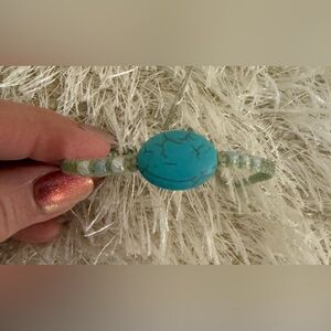 Turquoise colored beaded adjustable Ankle Bracelet